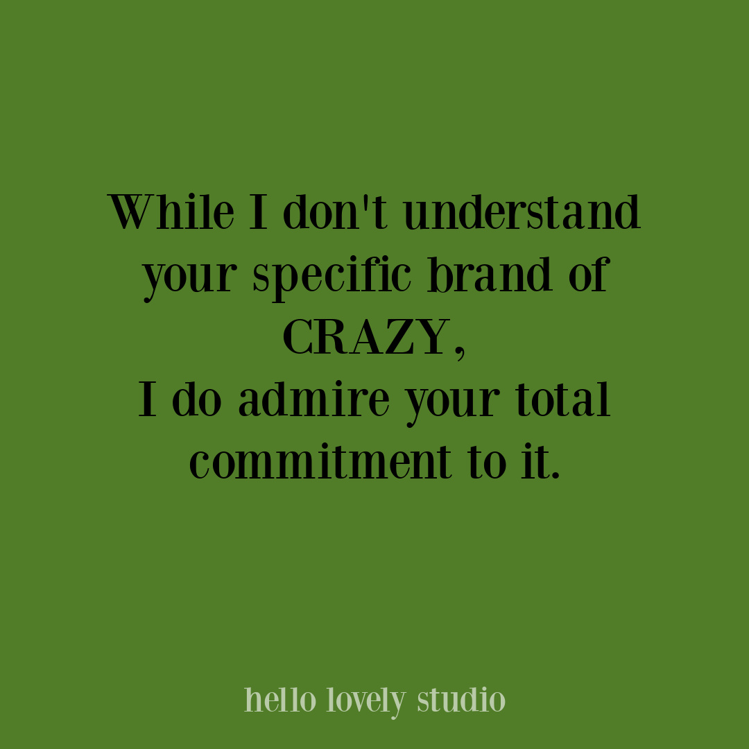 Funny humor quote about crazy on Hello Lovely Studio, #funnyquotes #whimsicalquotes