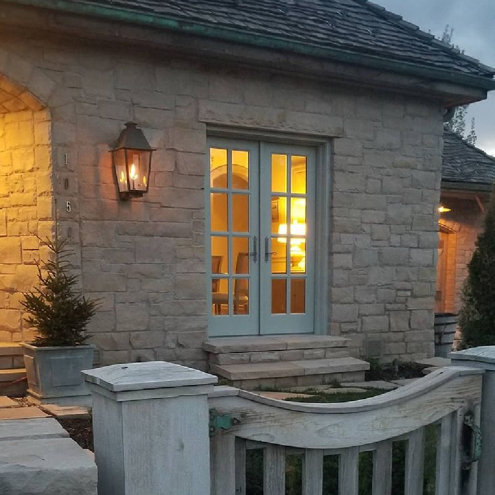 French country stone cottage exterior - Desiree Ashworth.