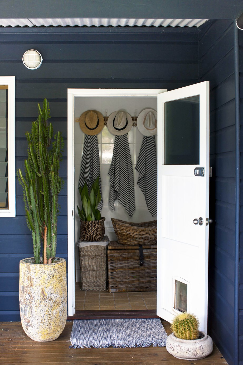 Indigo blue house exterior and entry. #indigoblue #houseexterior