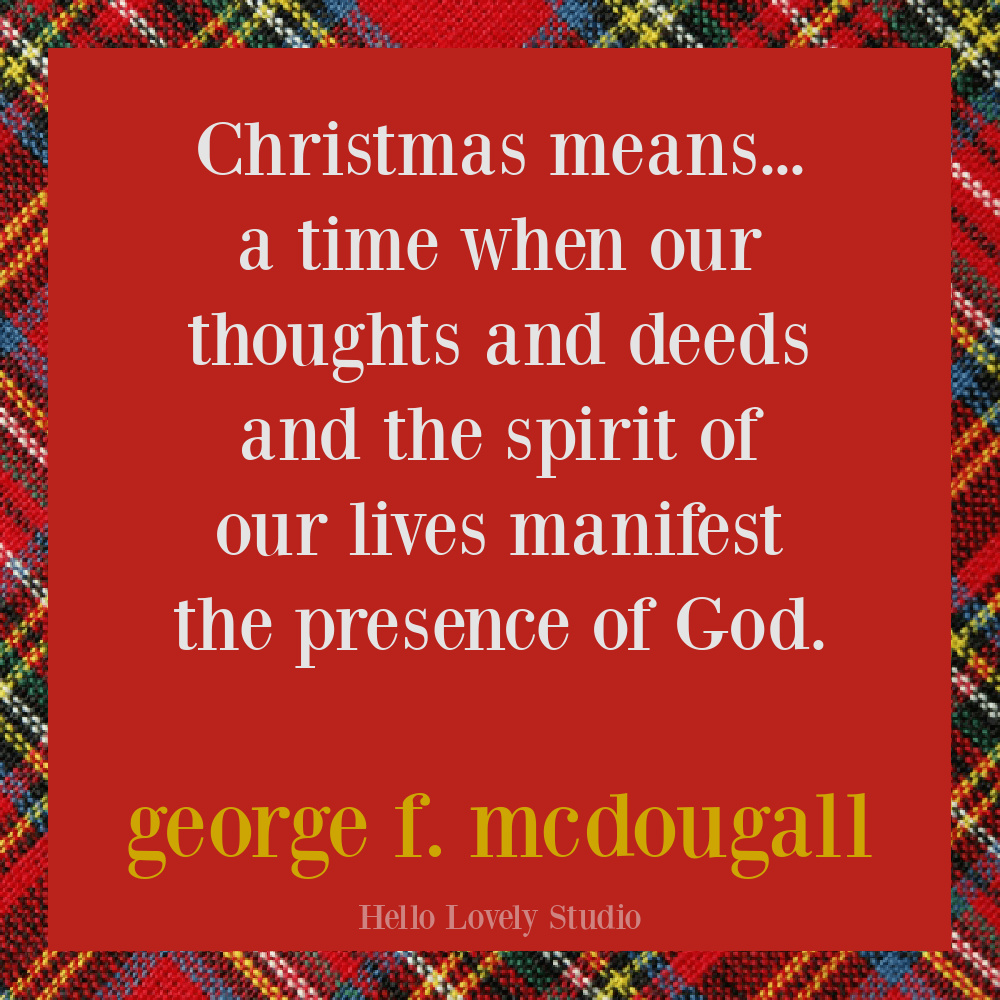 Christmas quote for the holidays with plaid background. #quotes #christmas #holidayquote