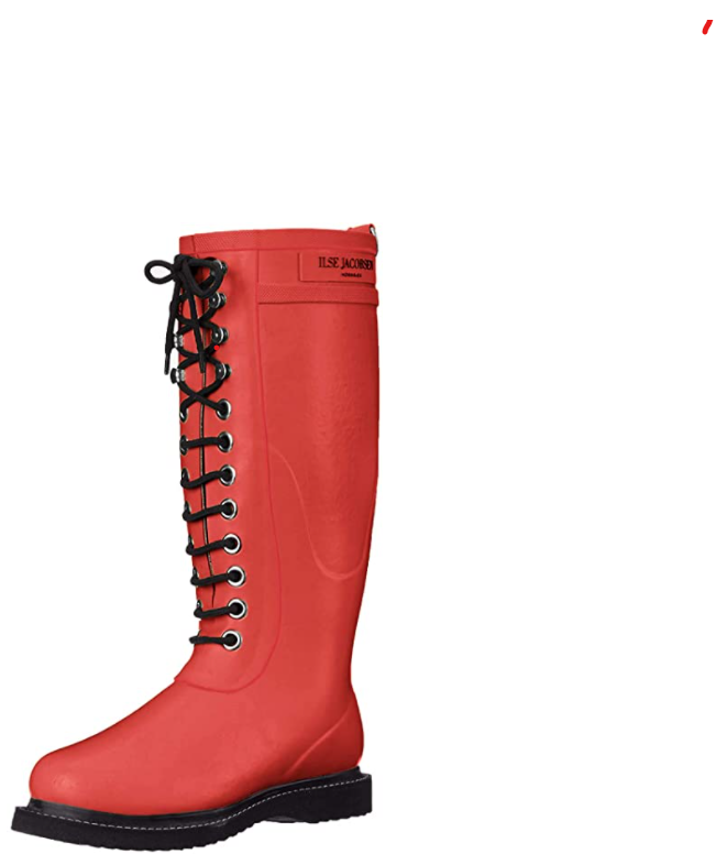 Red Ilse Jacobsen lace up women's boots