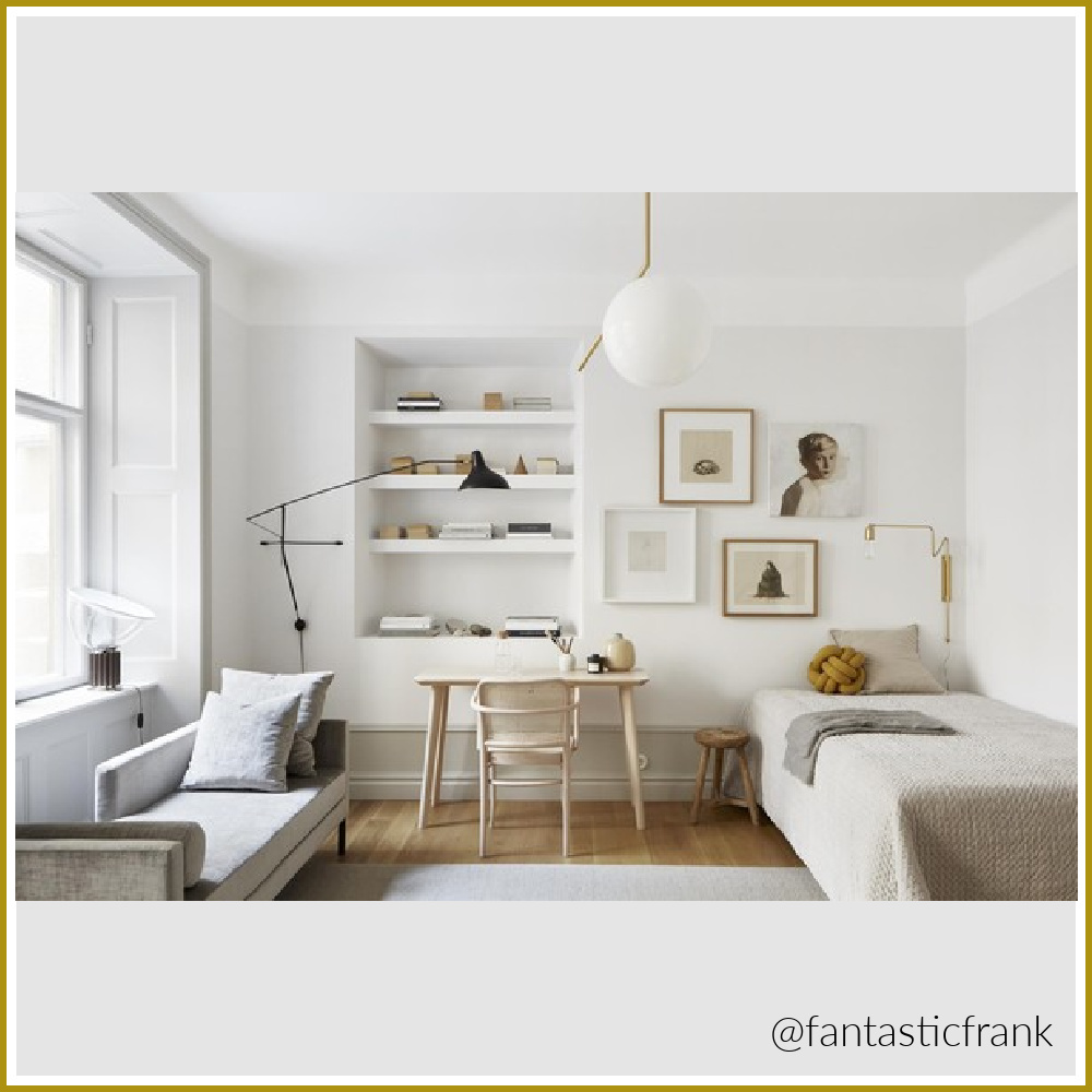 Serene white Stockholm apartment styled by Josefin Haag - Fantastic Frank. #stockholmapartment #minimaldesign #tinyapartment #serenehome