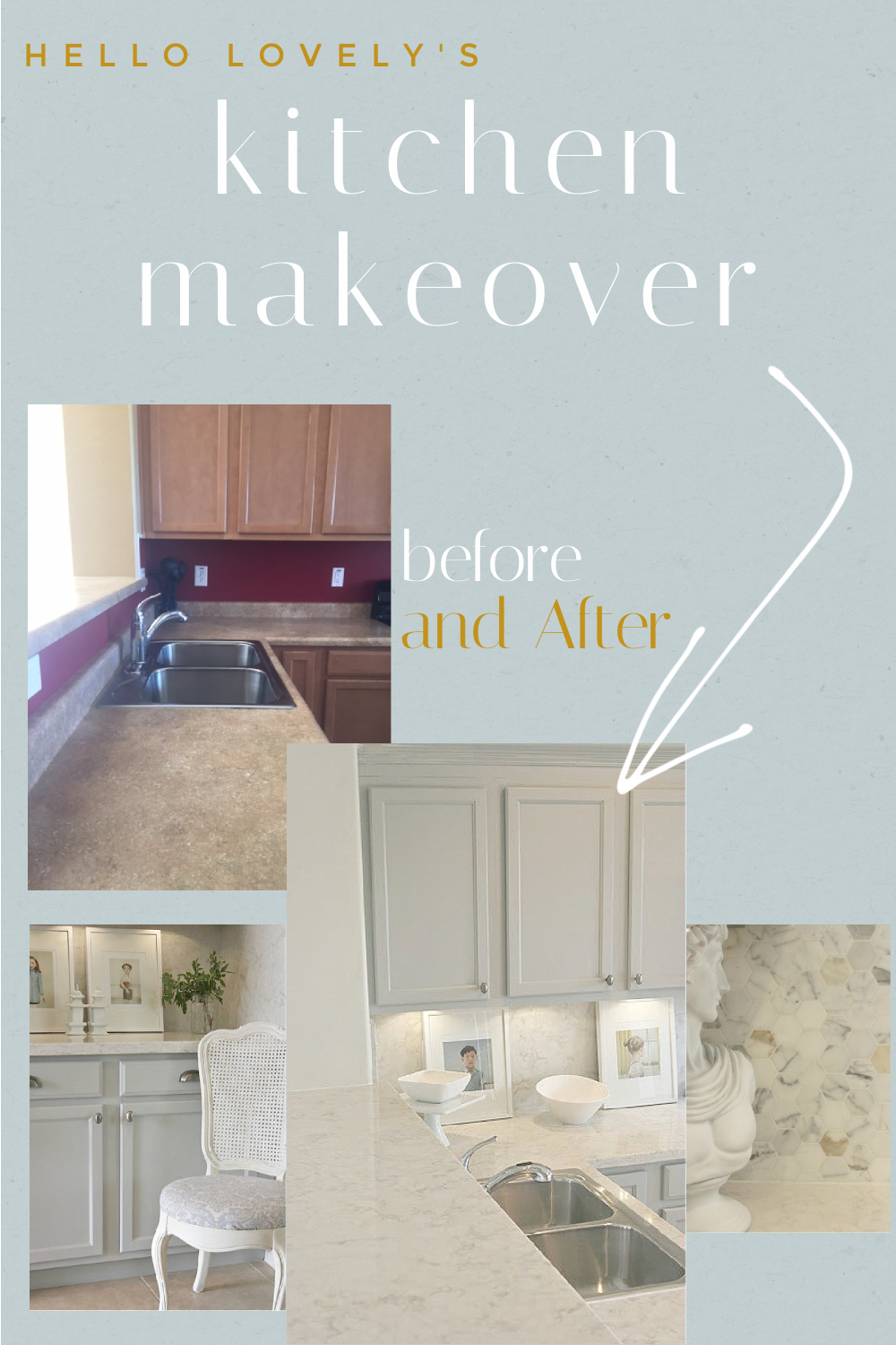 Hello Lovely's Kitchen Makeover before and after - Hello Lovely Studio. #beforeandafter #kitchendesign #diykitchenreno #renovations #kitchenmakeovers