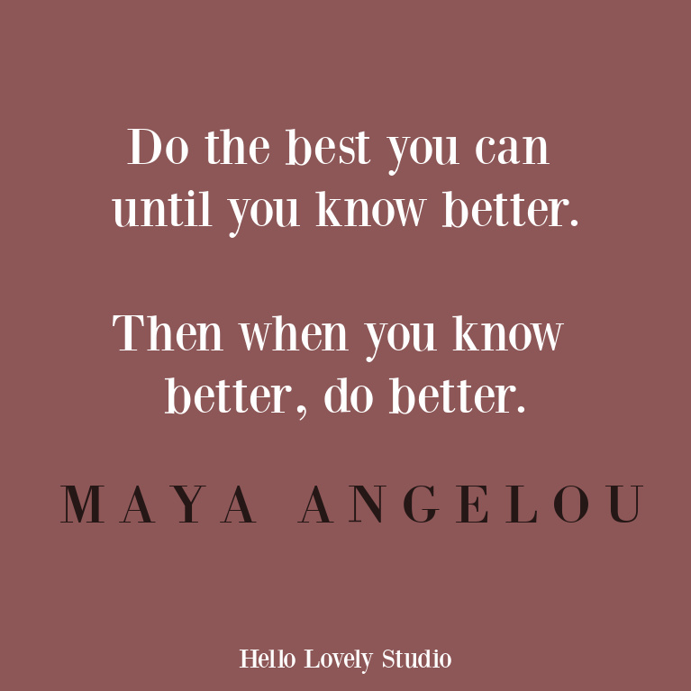 Maya Angelou inspirational quote - do the best you can - on Hello Lovely Studio. #personalgrowth #quotes #mayaangelou #inspirationalquote