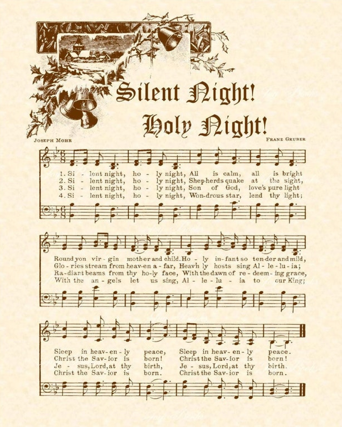 Vintage Silent Night sheet music to print and frame - Hello Lovely Studio. #sheetmusic #christmasdecor