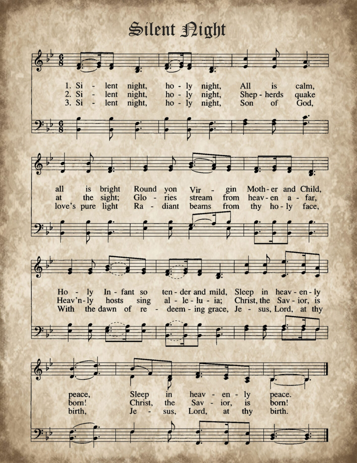 Vintage Silent Night sheet music to print and frame - Hello Lovely Studio. #sheetmusic #christmasdecor