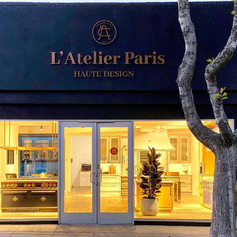 Exterior storefront of L'Atelier Paris showroom in West Hollywood.