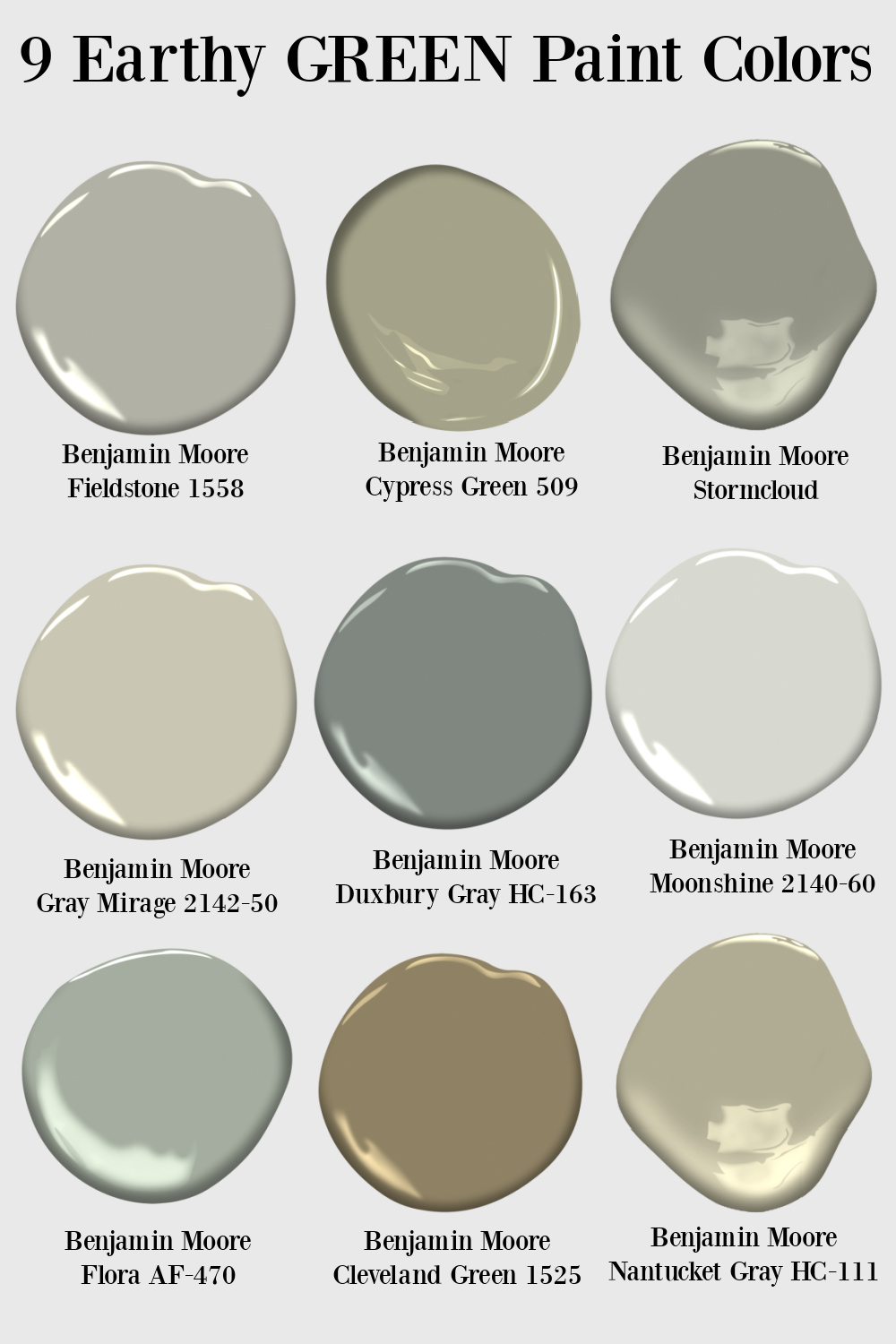 9 earthy green paint colors from Benjamin Moore to consider - Hello Lovely. #greenpaint #paintcolors #earthygreen