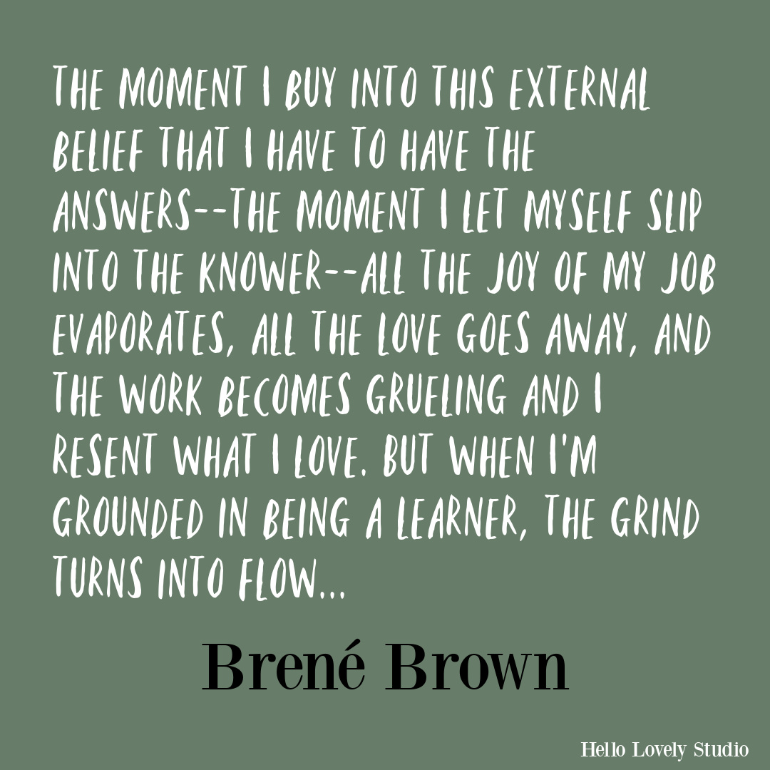 Brene Brown quote about curiosity, learning, joy, and flow - Hello Lovely Studio. #brenebrownquotes