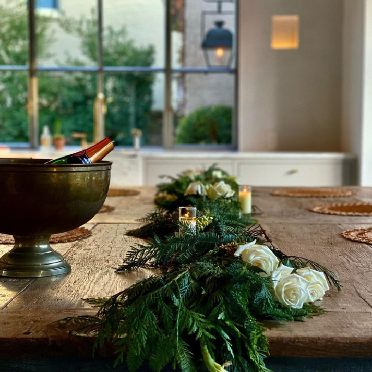 Serene and elegant French inspired Christmas decor moment on a dining table - Jill Egan Interiors. Enjoy Glorious Holiday Decorations & Inspiring Quotes for 2021 Now!