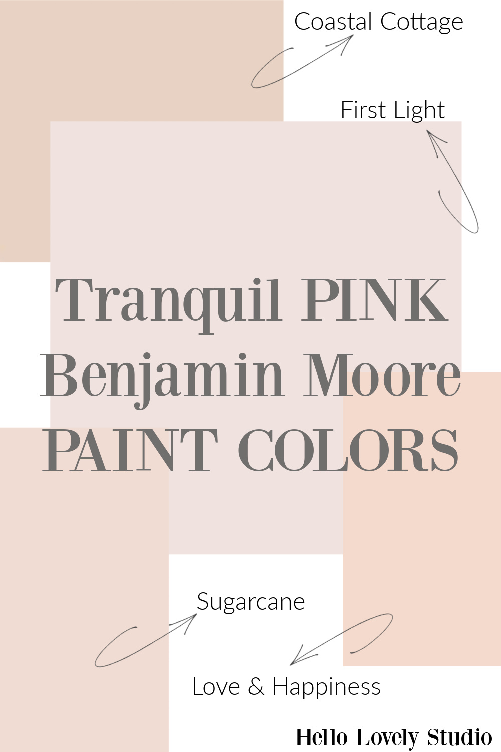 Tranquil pink Benjamin Moore paint colors to help you choose - Hello Lovely. #pinkpaintcolors
