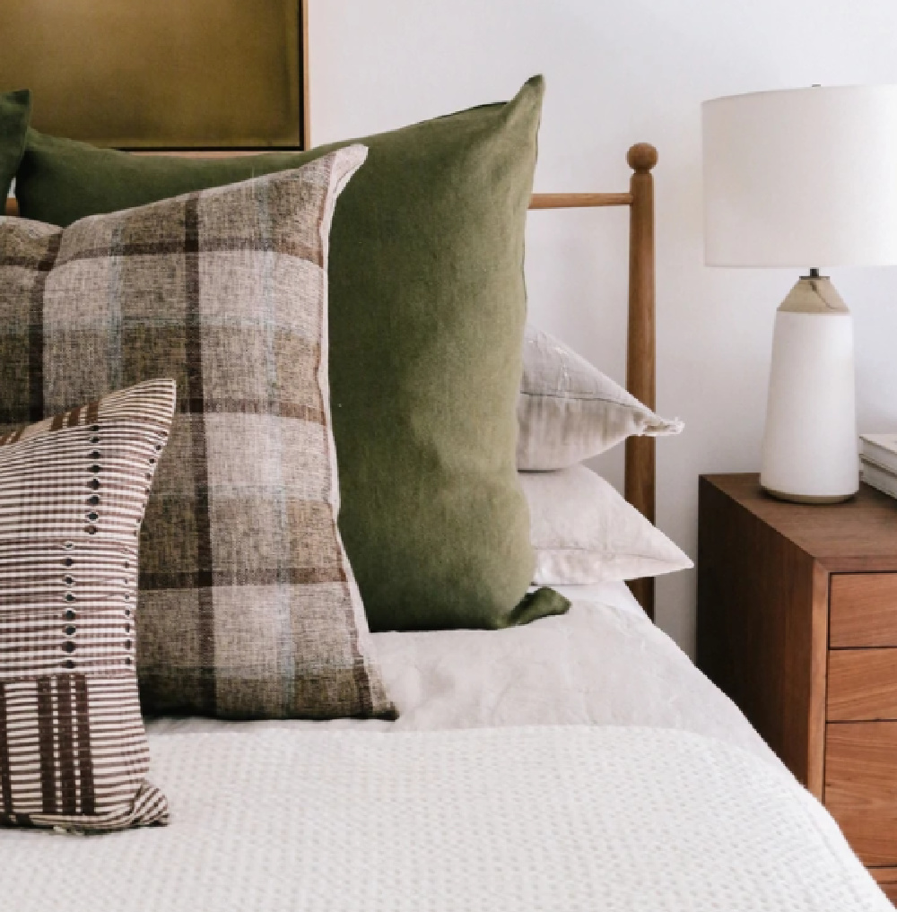 Neutral, modern, rustic, organic bedroom by Amber Lewis