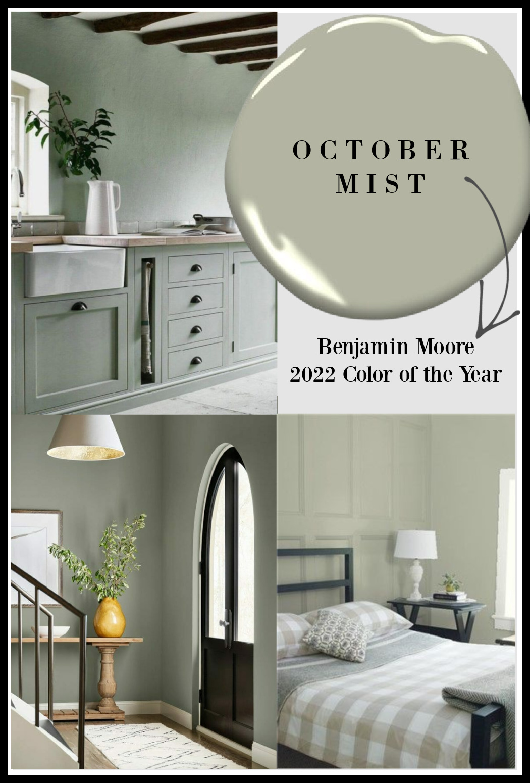 October Mist 1495 - Benjamin Moore's 2022 color of the year - Hello Lovely. #octobermist #paintcolors #sagegreen #benjaminmoore