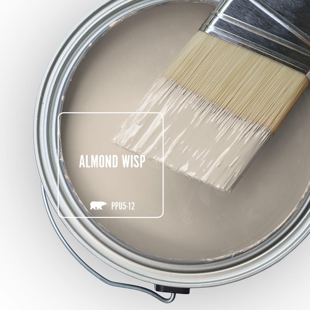 Almond Wisp (Behr paint color) swatch. Discover inspiring understated neutrals to try in your own home. #paintcolors #beigepaint #behralmondwisp
