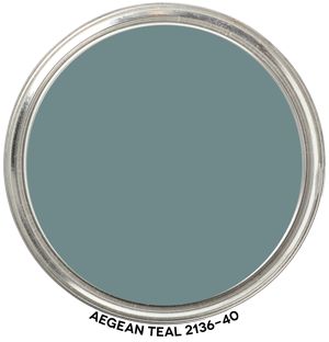 Benjamin Moore Aegean Teal paint color - trending as color of the year for 2021. #paintcolors #tealpaint #benjaminmooreaegeanteal