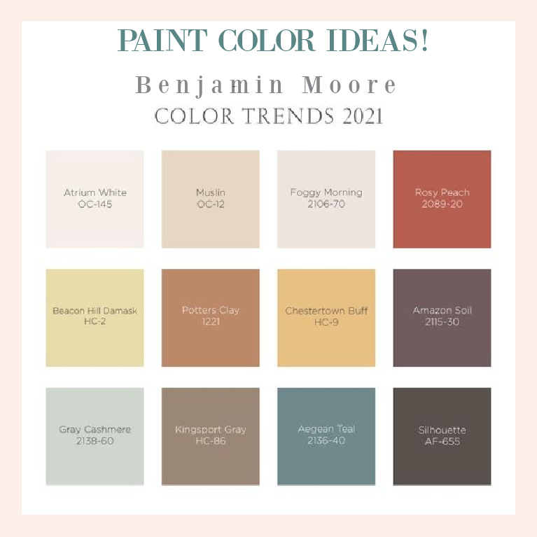 Paint color ideas for 2021 from Benjamin Moore - try these colors in your own home! #paintcolors