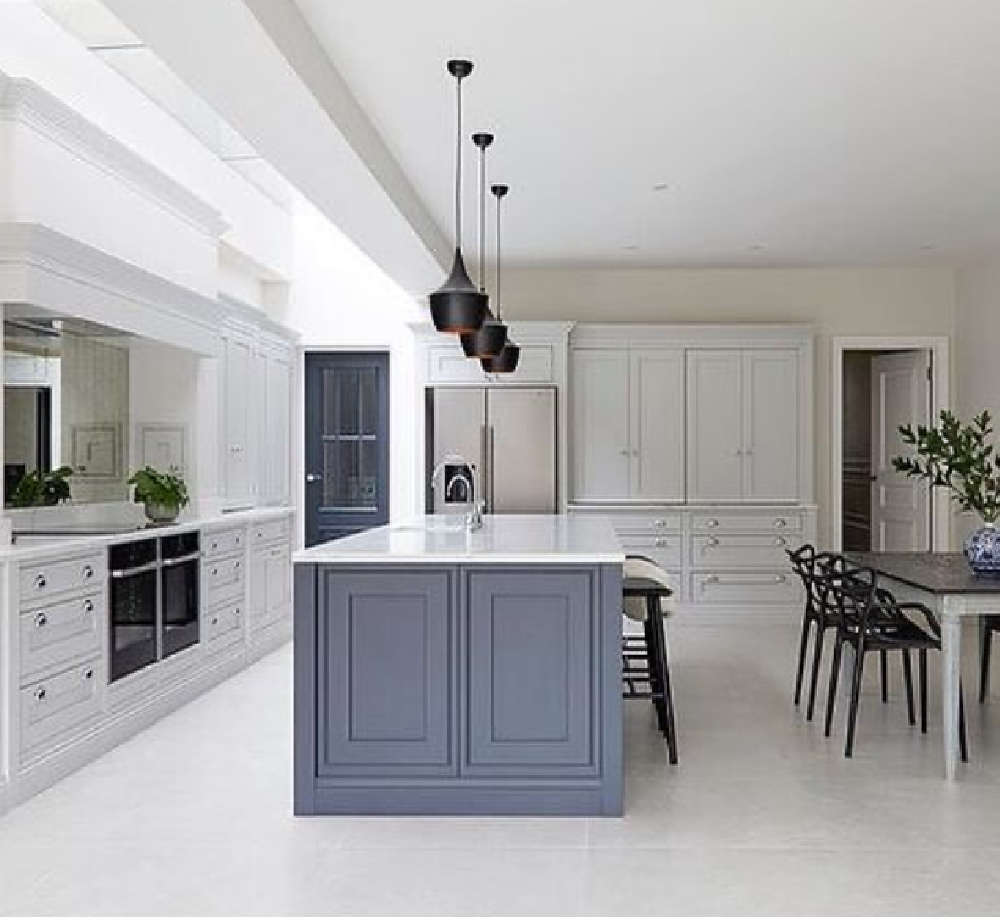 Dark grey kitchen island in a beautiful kitchen from @dust_to_decor