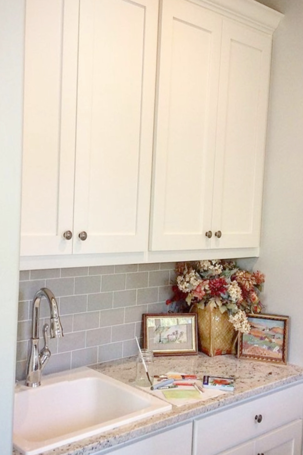 Laundry room painted pale blue (Quiet Moments by Benjamin Moore) - @foundblessings. #quietmoments #benjaminmoorequietmoments