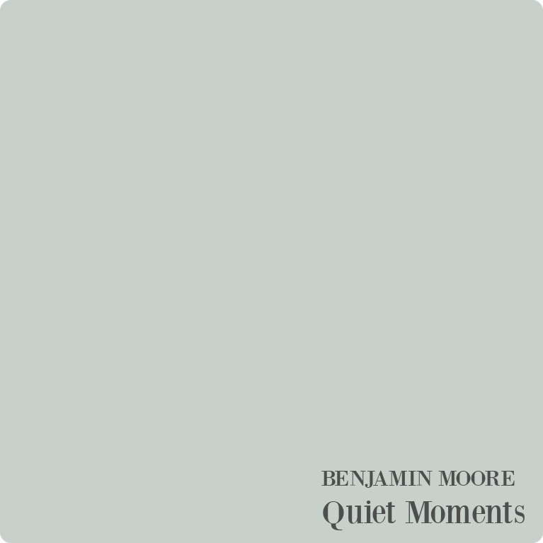 Benjamin Moore Quiet Moments paint color swatch - a serene and timeless coastal hue to try! #quietmoments #paintcolors