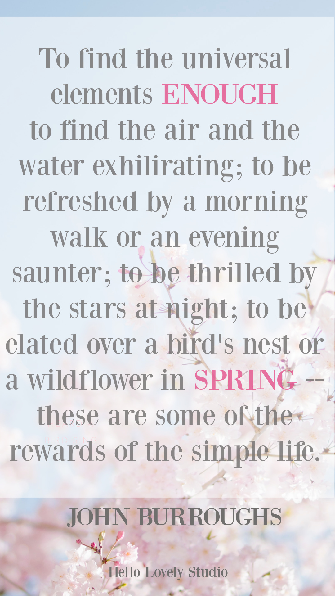 Spring quotes inspirational to welcome hope and encourage wholeness - Hello Lovely Studio. #springquotes #johnburroughs