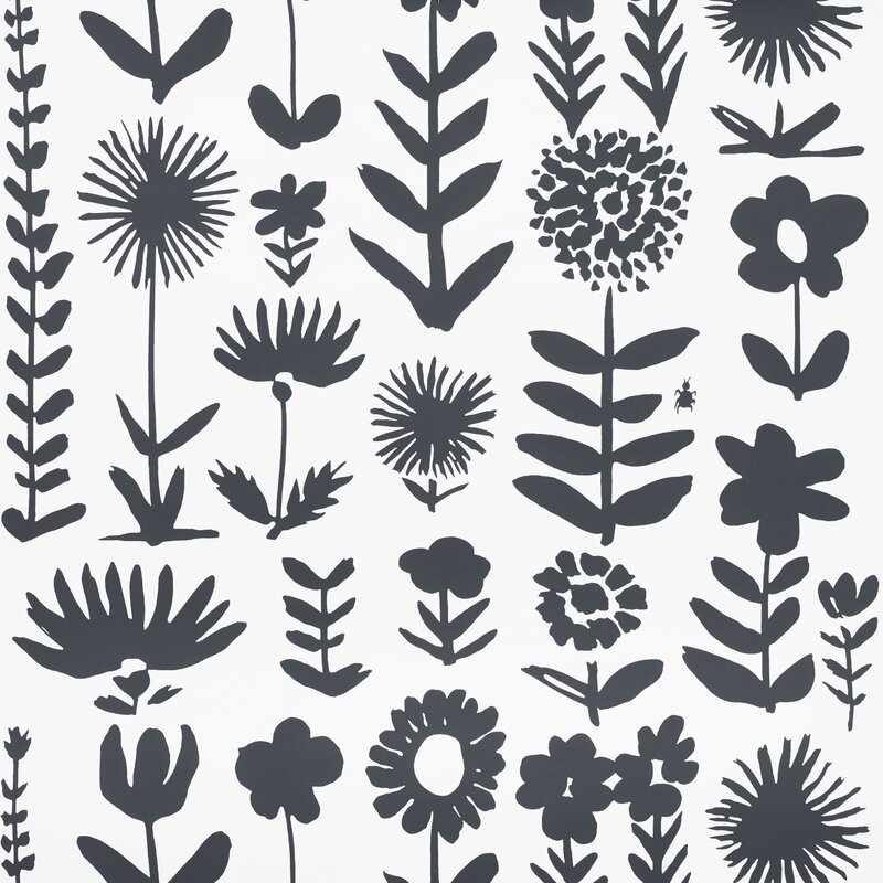 Wild Things (Schumacher) black and white graphic wallpaper. #wallpaper #schumacher #wildthings #blackandwhite