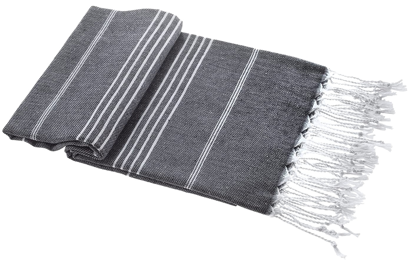 Black stripe Trukish beach towel from Hello Peshtemal.