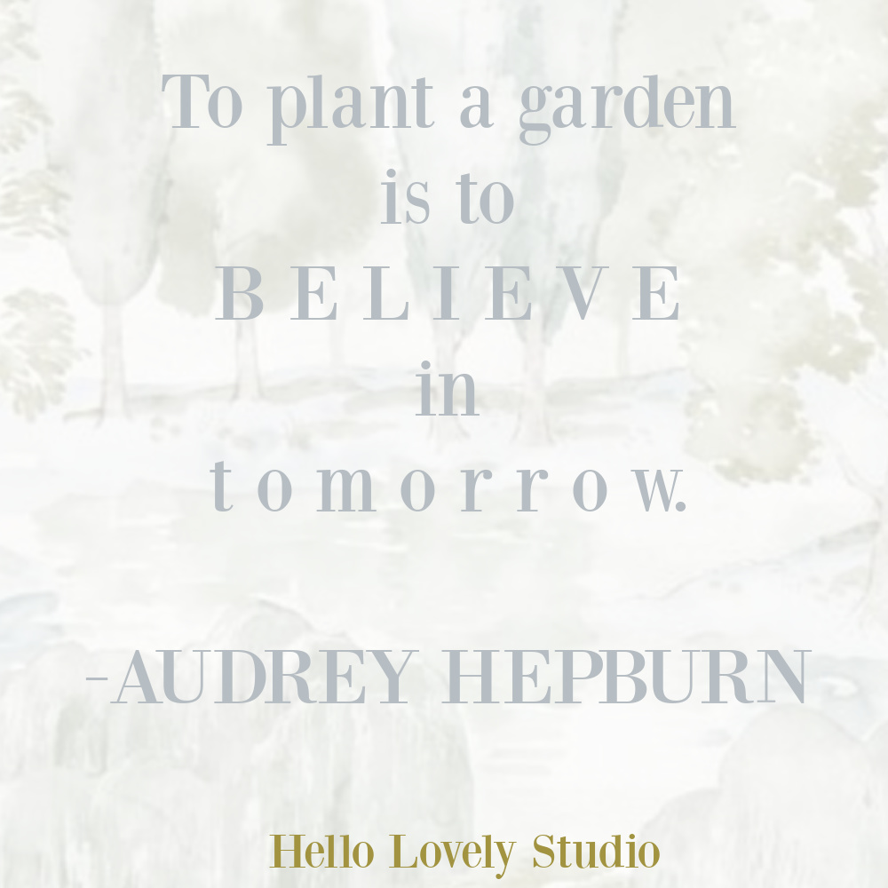 Gardening and hope quote by Audrey Hepburn on Hello Lovely Studio.