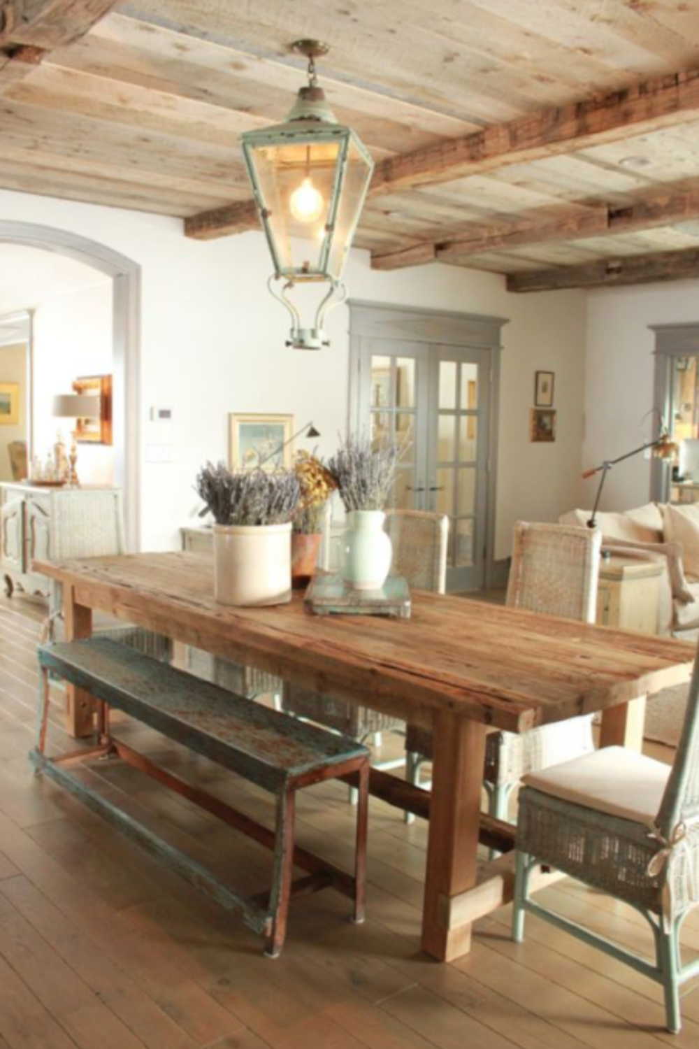 Rustic elegant dining room in a French and Gustavian inspired Utah cottage by Desiree Ashworth of Decor de Provence & Beljar Home. #frenchcountry #diningrooms