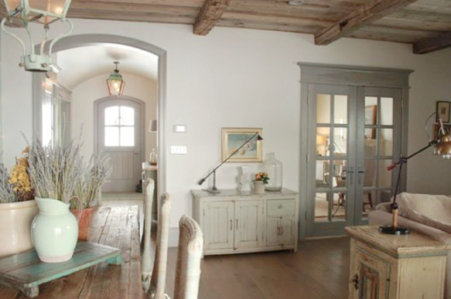 Soft greens and blue-greys in a lovely French Gustavian cottage by Desiree Ashworth. #frenchcottage #frenchnordic