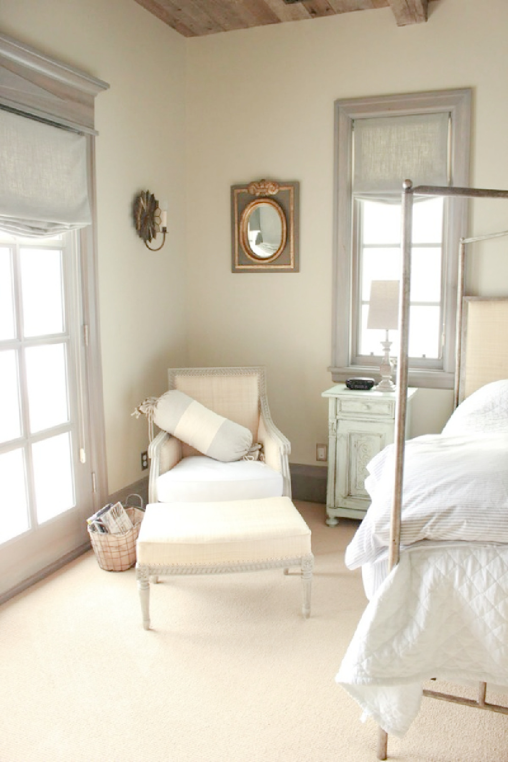 Lovely French country bedroom by Decor de Provence with furnishings from Alice Lane.