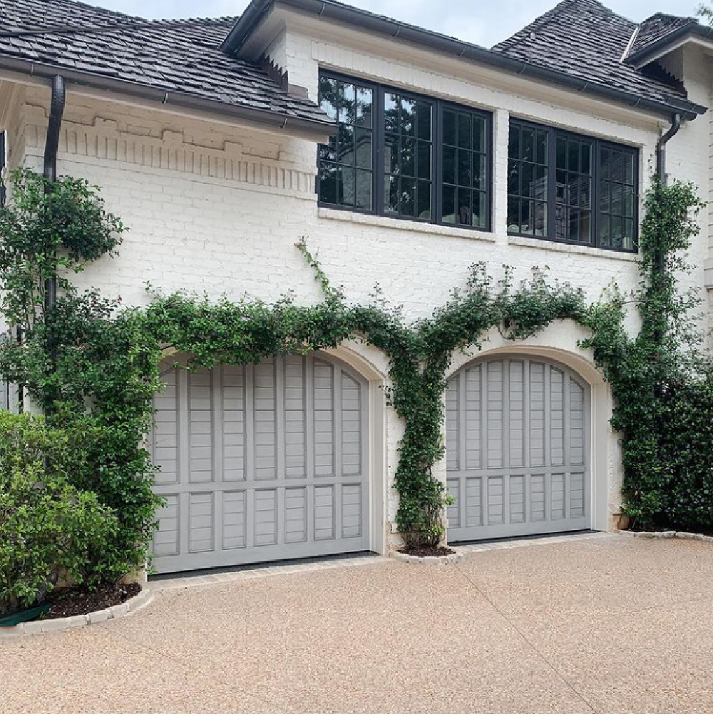 BM Coventry Gray painted garage doors - Ladisic Fine Homes & Sherry Hart. #coventrygray #paintcolors