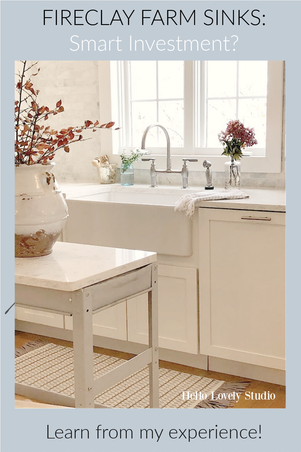 Fireclay farm sinks: smart investment? Come learn from my experience on Hello Lovely Studio. #farmsinks #fireclayfarmsink #kitchendesign #kitchensinks