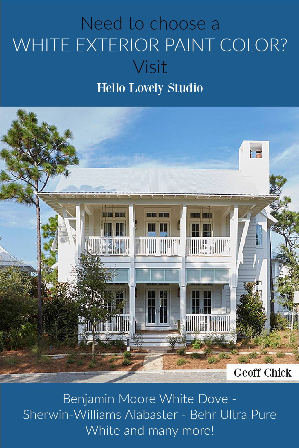 Need to choose a white exterior paint color? Come get ideas to try on Hello Lovely! #whitepaintcolors #houseexteriors #whitehouses