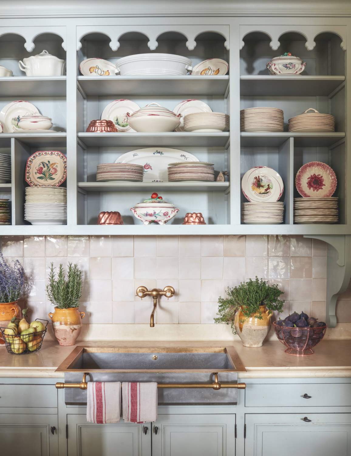 Light blue French provincial kitchen in Provence's Le Mas des Poiriers - photo by Luke White in PROVENCE STYLE by Shauna Varvel. #frenchkitchen #provence