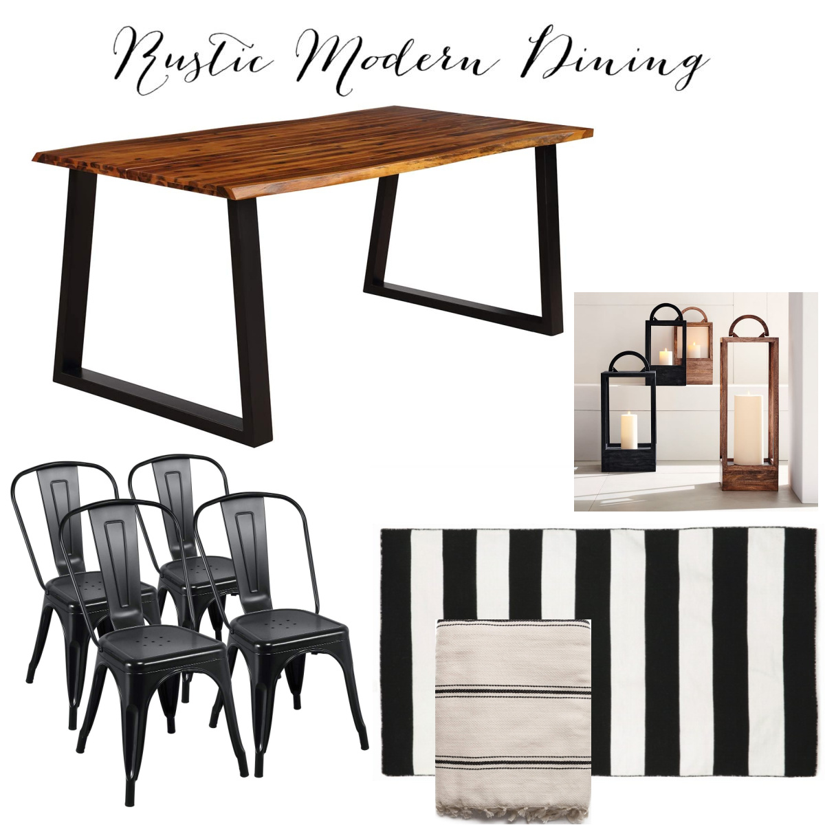 Modern Rustic Patio Dining mood board with black and neutral finishes on Hello Lovely Studio. #patiofurniture #patiodining #patioideas #outdoordining