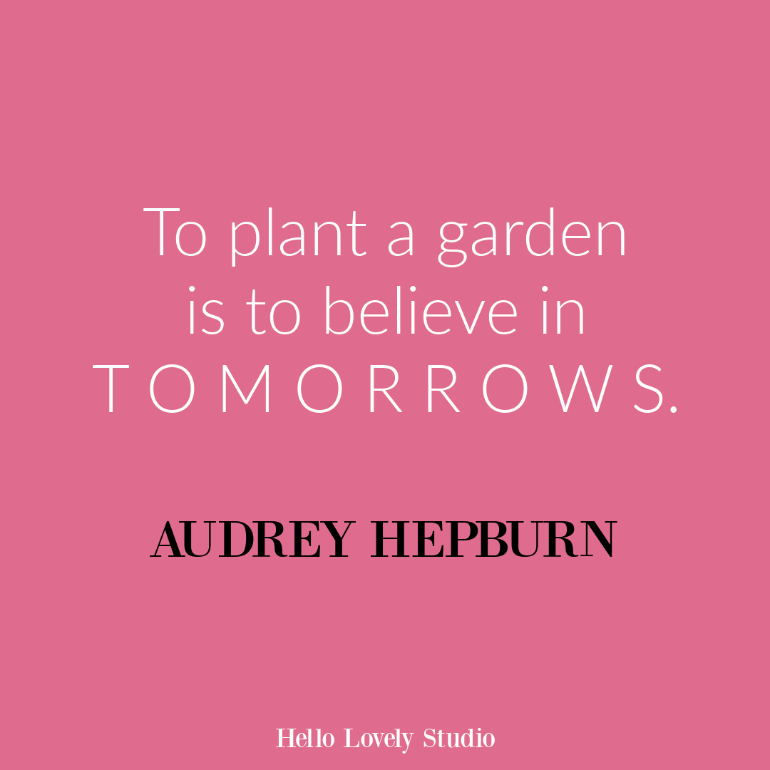 Inspirational gardening quote about flowers and life on Hello Lovely Studio. #gardenquote #inspirationalquotes #audreyhepburn