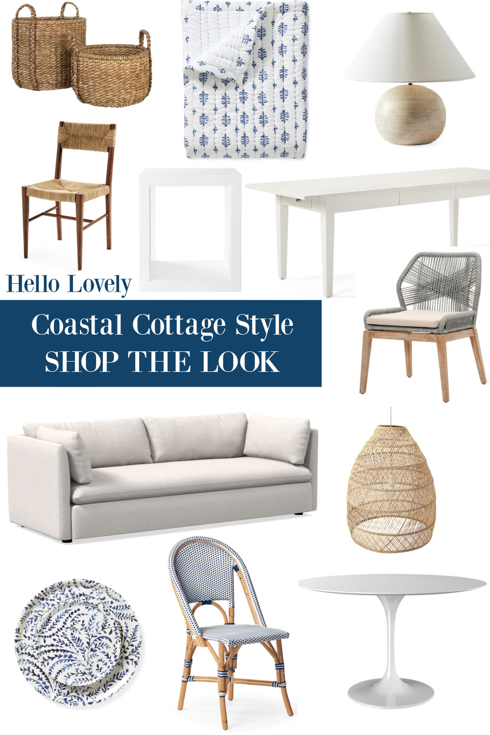 Hello Lovely Coastal Cottage Style Shop the Look - come see inspiration and resources for this classic interior design style!