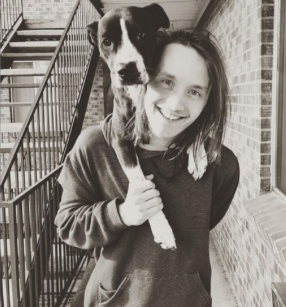 Son with dog on back - Hello Lovely Studio. #pittymix #rescuepit