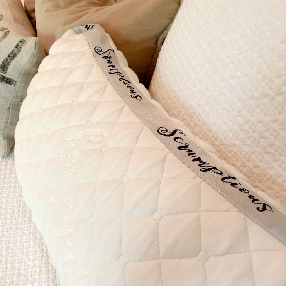 Luxurious and ultra-comfy, this quilted classic Scrumptious pillow from Honeydew has sweetened my sleep - Hello Lovely. #bestbedpillow #bedroompillows #bedding