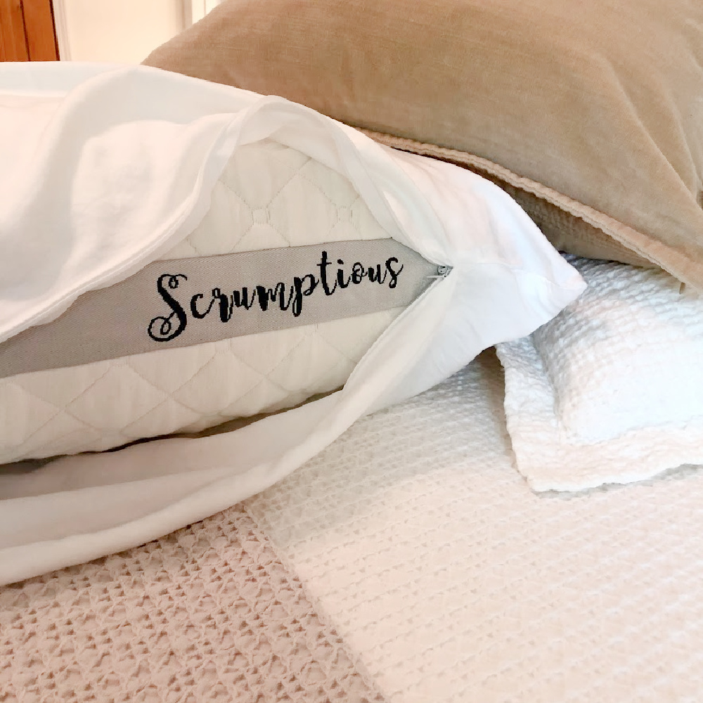 Luxurious and ultra-comfy, this quilted classic Scrumptious pillow from Honeydew has sweetened my sleep - Hello Lovely. #bestbedpillow #bedroompillows #bedding