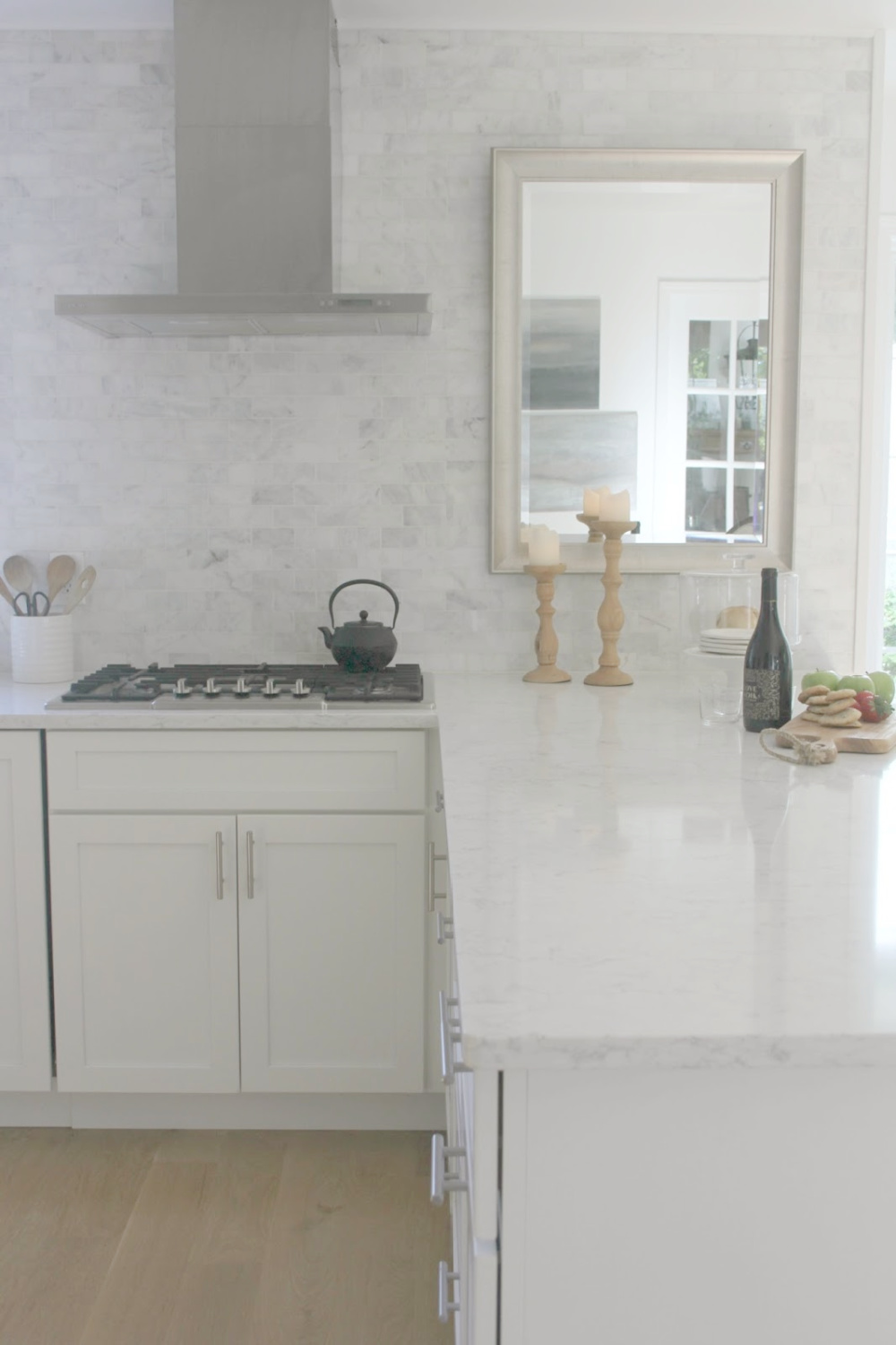 Viatera Minuet quartz on my kitchen counters - Hello Lovely Studio.