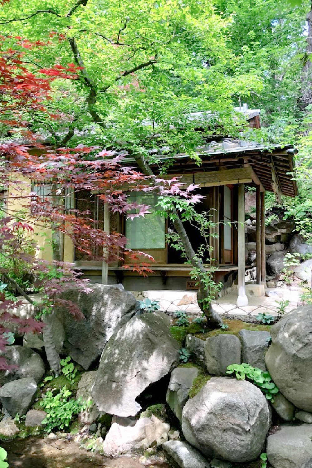 Tea house and Lovely early June colors in a Japanese garden - Hello Lovely Studio.