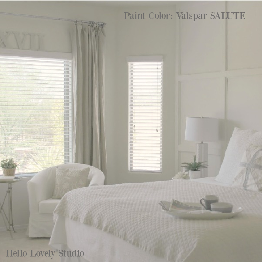 Valspar Salute paint color in a bedroom - Hello Lovely Studio.