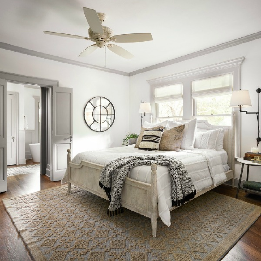 Get the Look: Scrivano FIXER UPPER Cottage Decor! Neutral bedroom with serene, easy, cottage style designed by Joanna Gaines. #cottagebedroom #scrivano #fixerupper