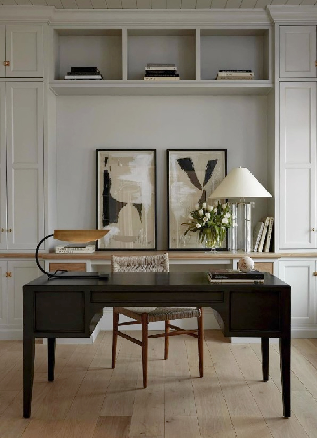 Beautiful and classic home office with built-ins designed by Alex Adamson Design. #homeoffices