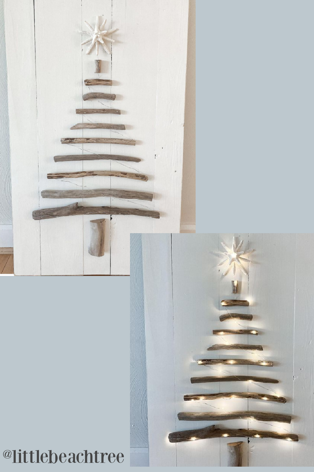 Driftwood Christmas tree inspiration - Little Beach Tree. #driftwoodtree #christmasdecor