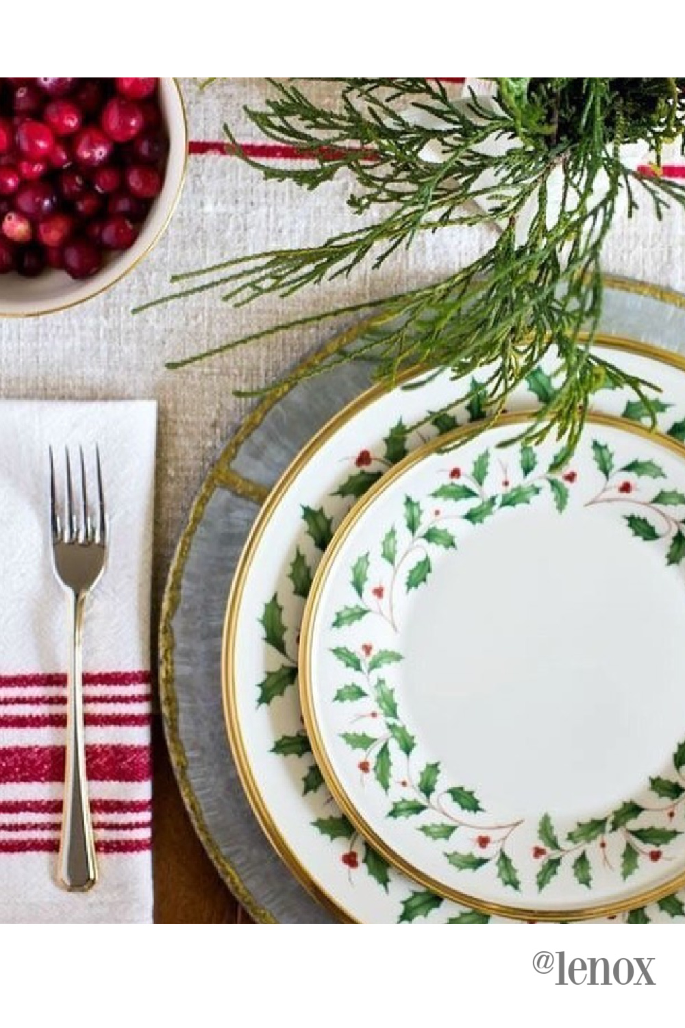 Lenox Holiday Christmas placesetting. #christmasplacesetting