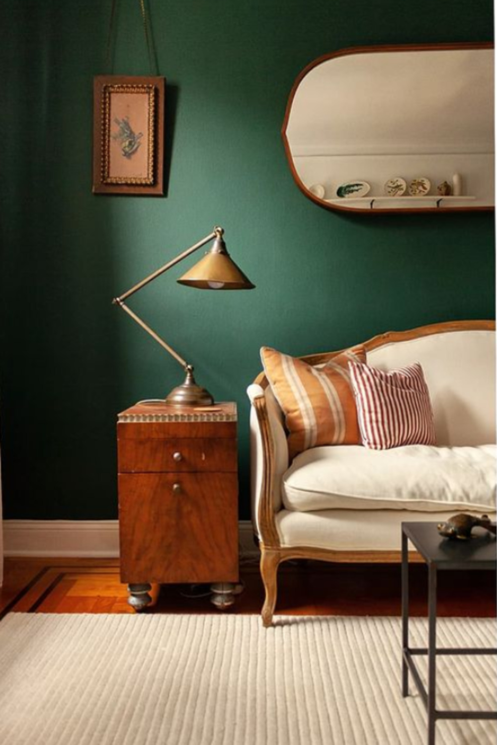 Tarrytown Green (Benjamin Moore) paint color in living room - Brooklynartboy. #tarrytowngreen #paintcolors #greenpaint