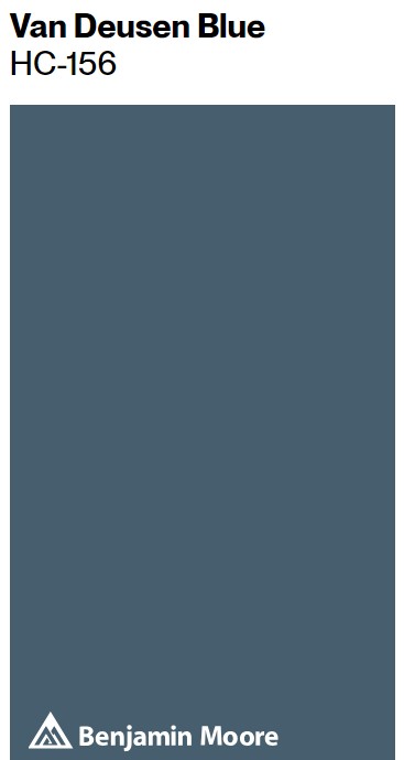 Benjamin Moore Van Deusen Blue paint color swatch. #vandeusenblue