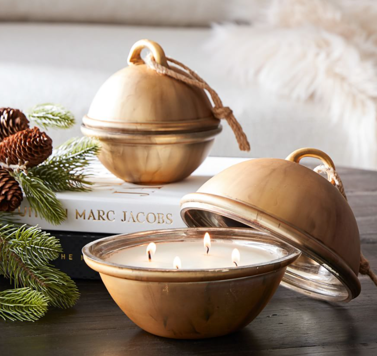 Bell Shaped Scented Candle - a lovely Christmas bell with a candle inside from Pottery Barn.